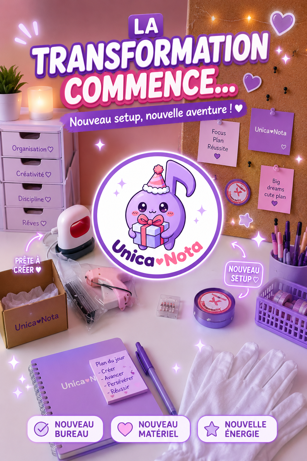 Atelier Unica Nota avec presse à chaud VEVOR et mugs personnalisés