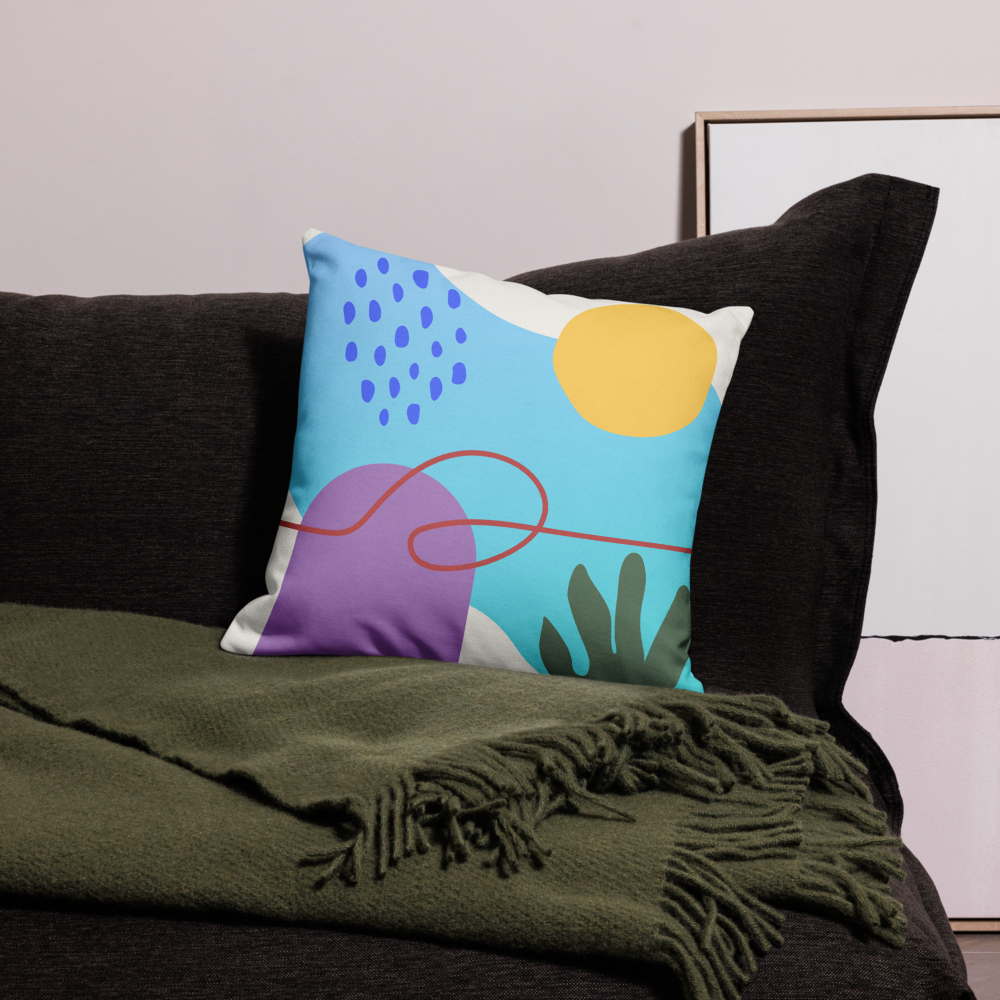 Coussin Soleil Moderne dans déco salon bohème – touche colorée et chaleureuse – Unica Nota

