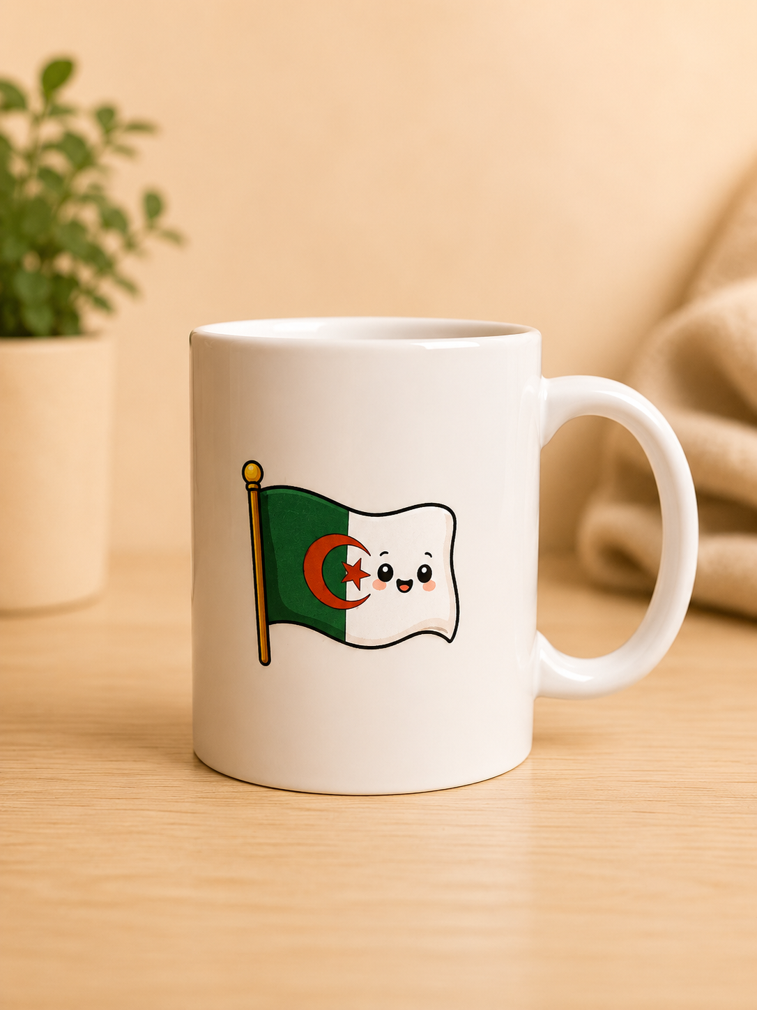 Face Drapeau algérien du mug Viva Algérie pour les supporteurs de l'équipe de football algérienne.