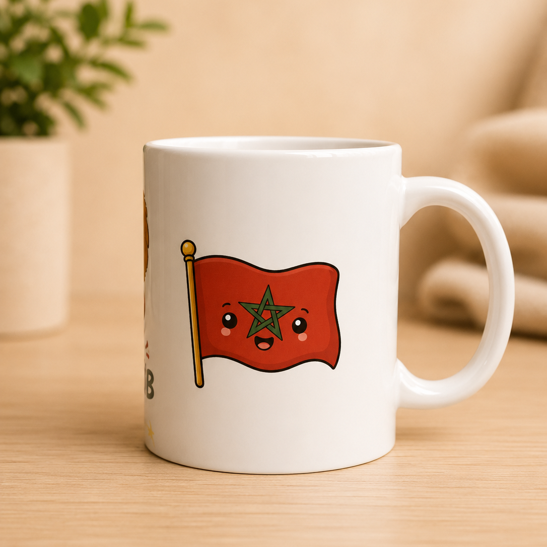 Face Drapeau Maroc du Mug Dima Maghrib - Idéal pour les marocains fan de football