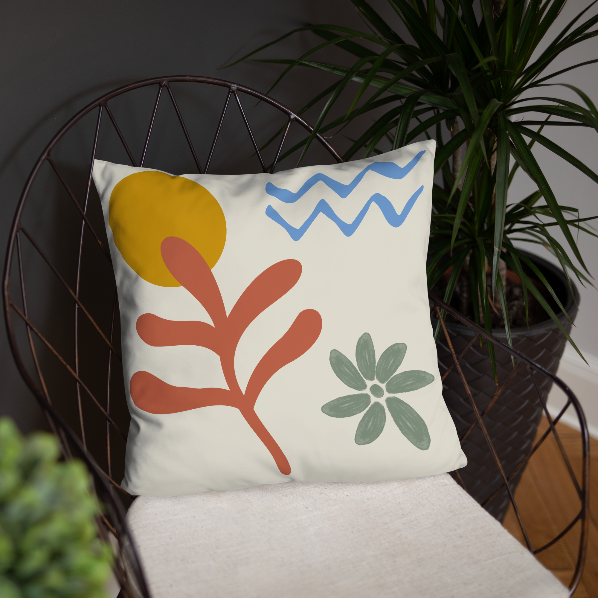 Coussin Motifs Ethniques Modernes dans intérieur chaleureux – déco tendance – Unica Nota

