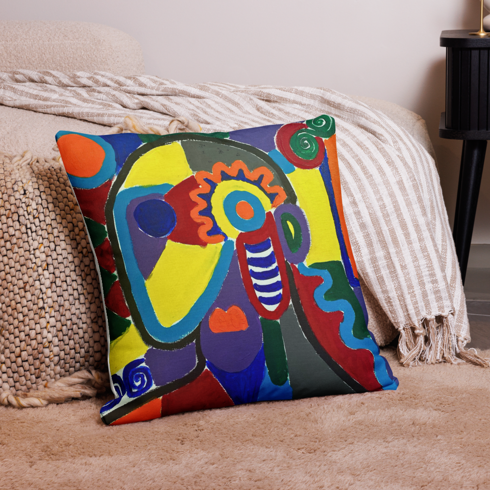 Housse de coussin artistique multicolore 22x22 – design abstrait moderne – Unica Nota

