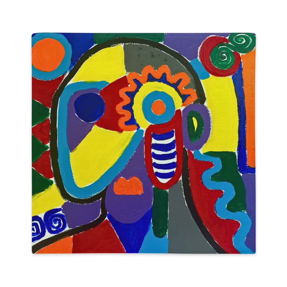 Housse de coussin artistique multicolore 22x22 – design abstrait moderne – Unica Nota

