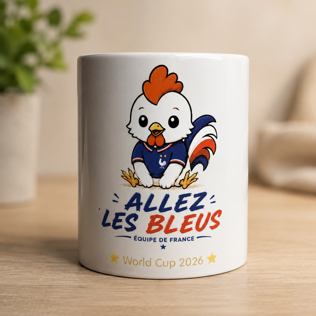 Mug supporteurs de l'équipe de France avec texte: Allez Les Bleus. Idéal comme cadeau 