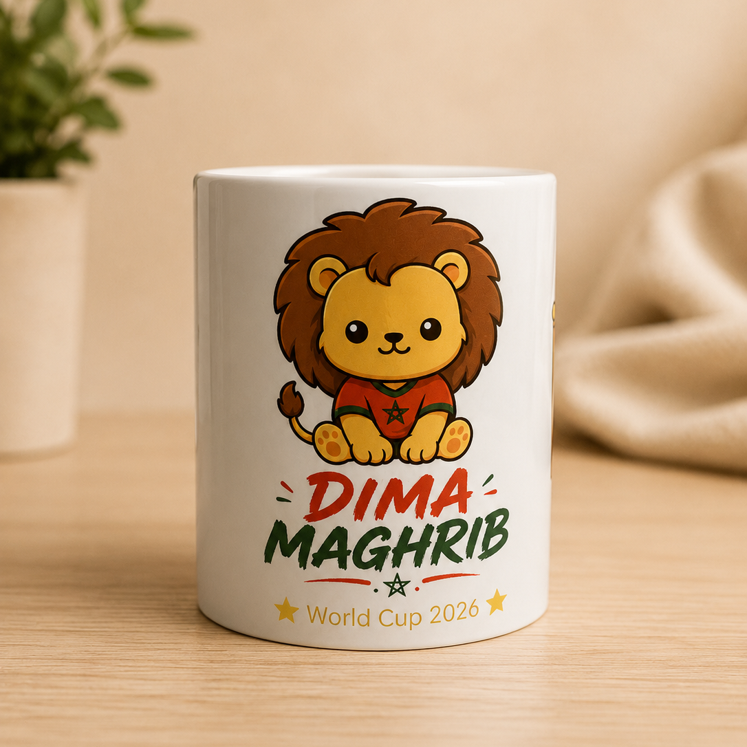 Mug "Dima Maghrib" pour les supporteurs de l'équipe marocaine dans la coupe du Monde- Idéal comme cadeau
