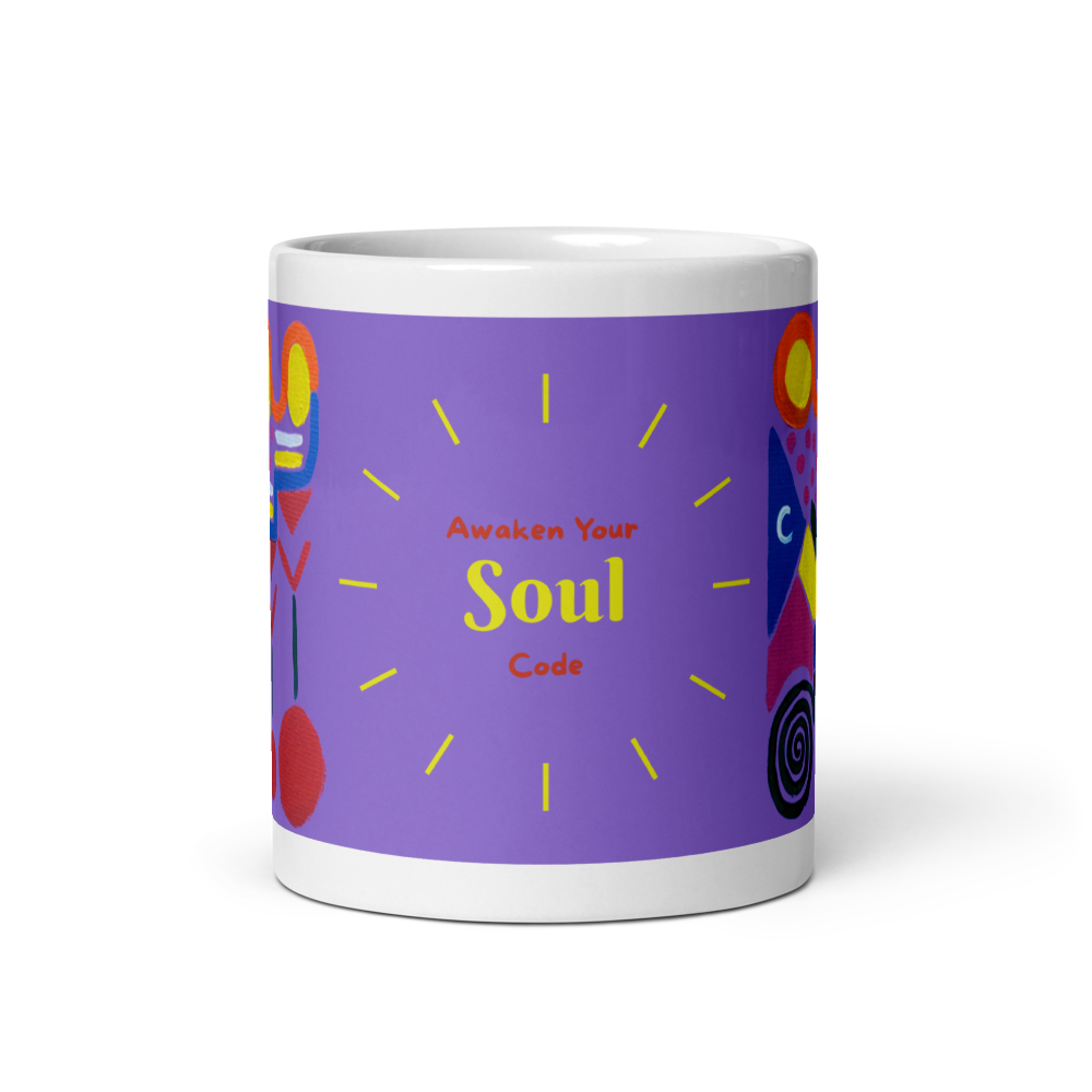 Mug vibratoire Awaken Your Soul Code – design en langage de lumière – message spirituel inspirant – Unica Nota