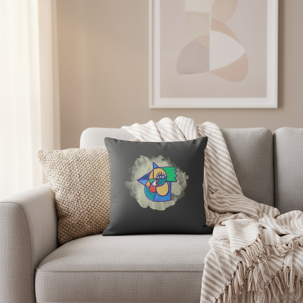 Open Your Eyes – L’Observateur" – Housse de coussin artistique Unica Nota 18x18