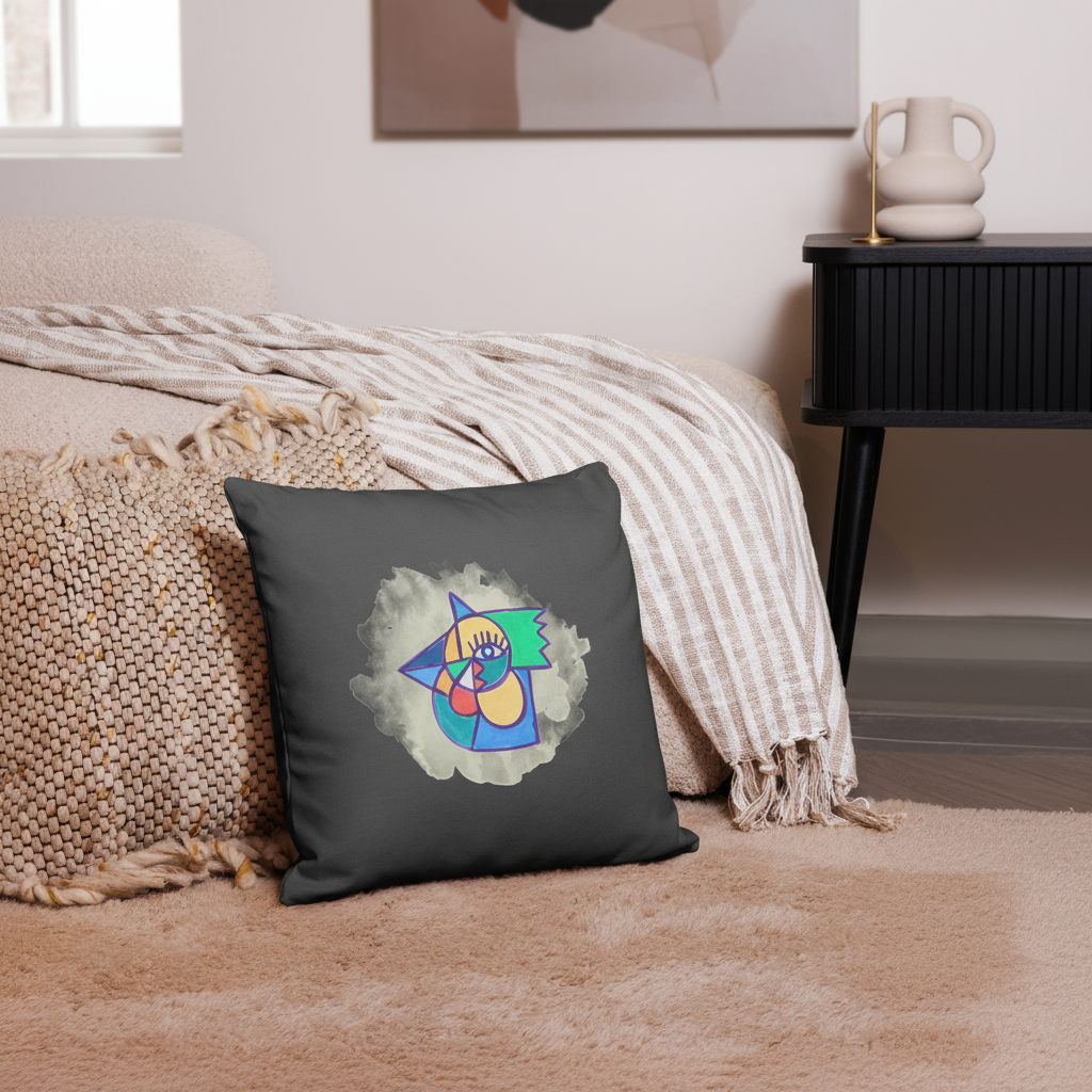 Open Your Eyes – L’Observateur" – Housse de coussin artistique Unica Nota 18x18