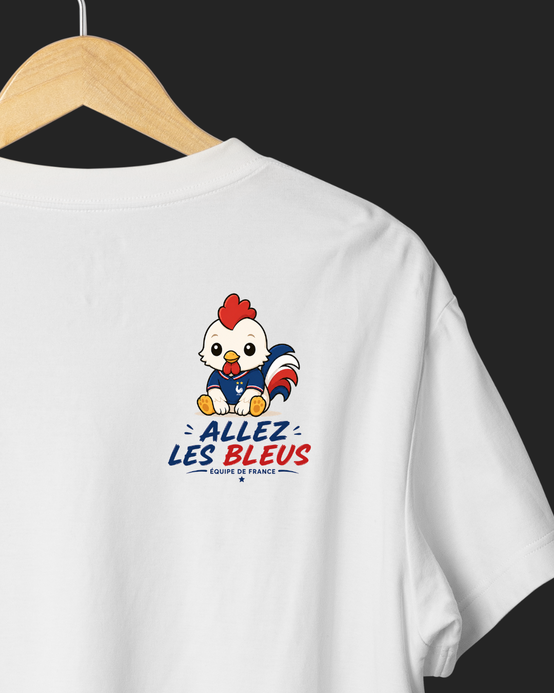 T-shirt Coq ALLEZ LES BLEUS Kawaii - Coton Bio - Unica Nota