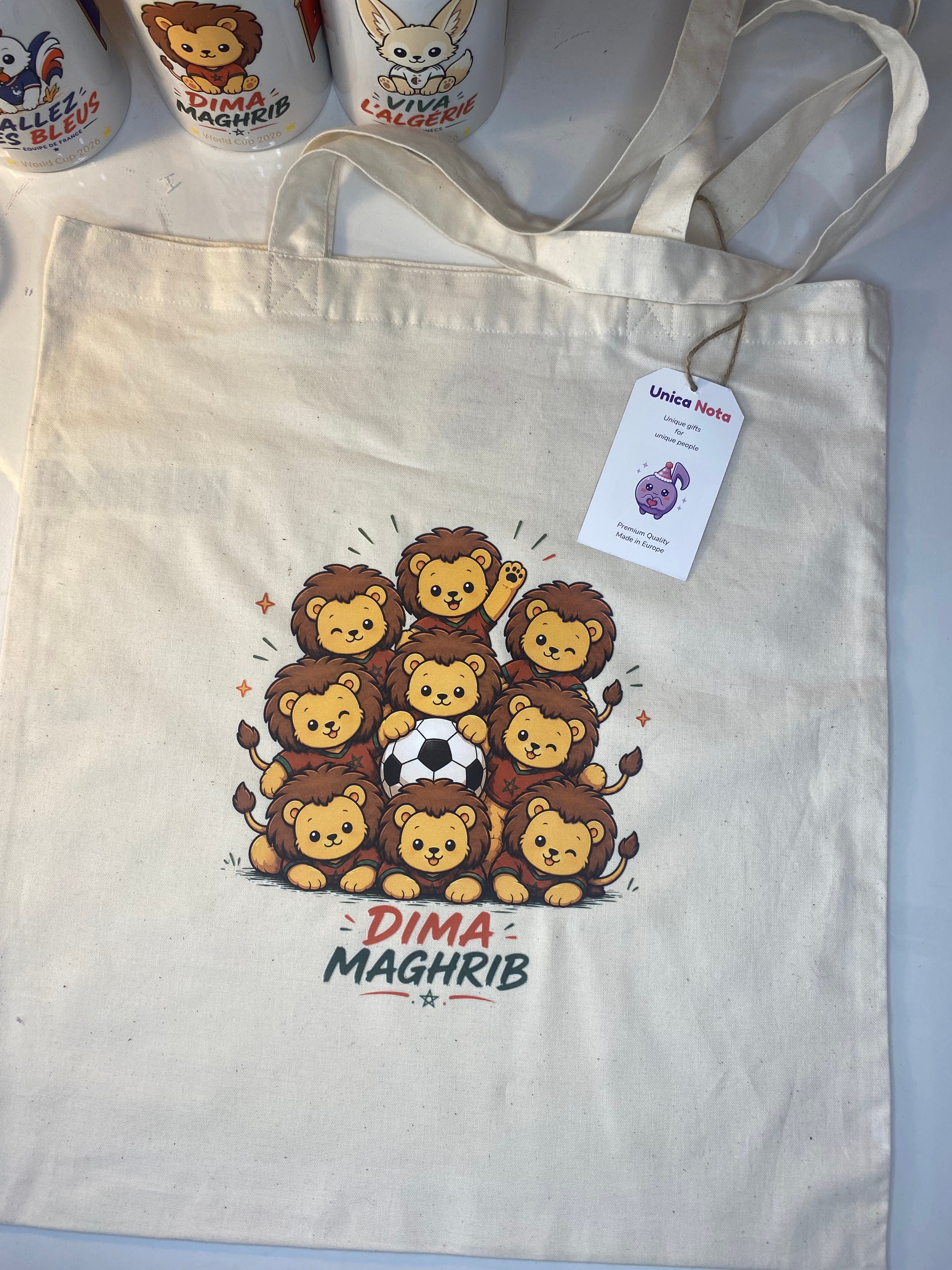 Tote Bag lions d'Atlas Dima Maghrib par Unica Nota
