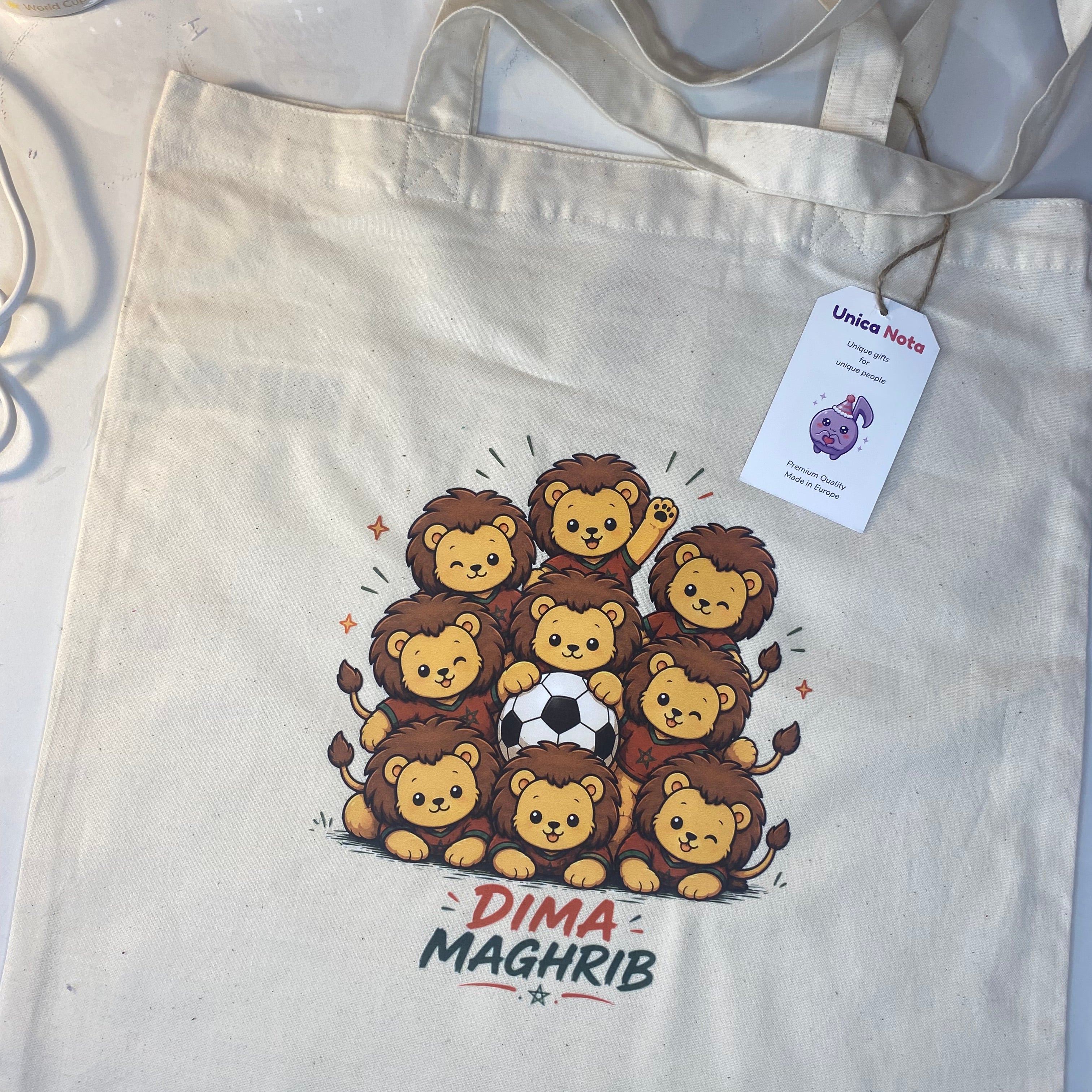 Tote bag unique de la marque Unica Nota pour les supporteurs marocains 