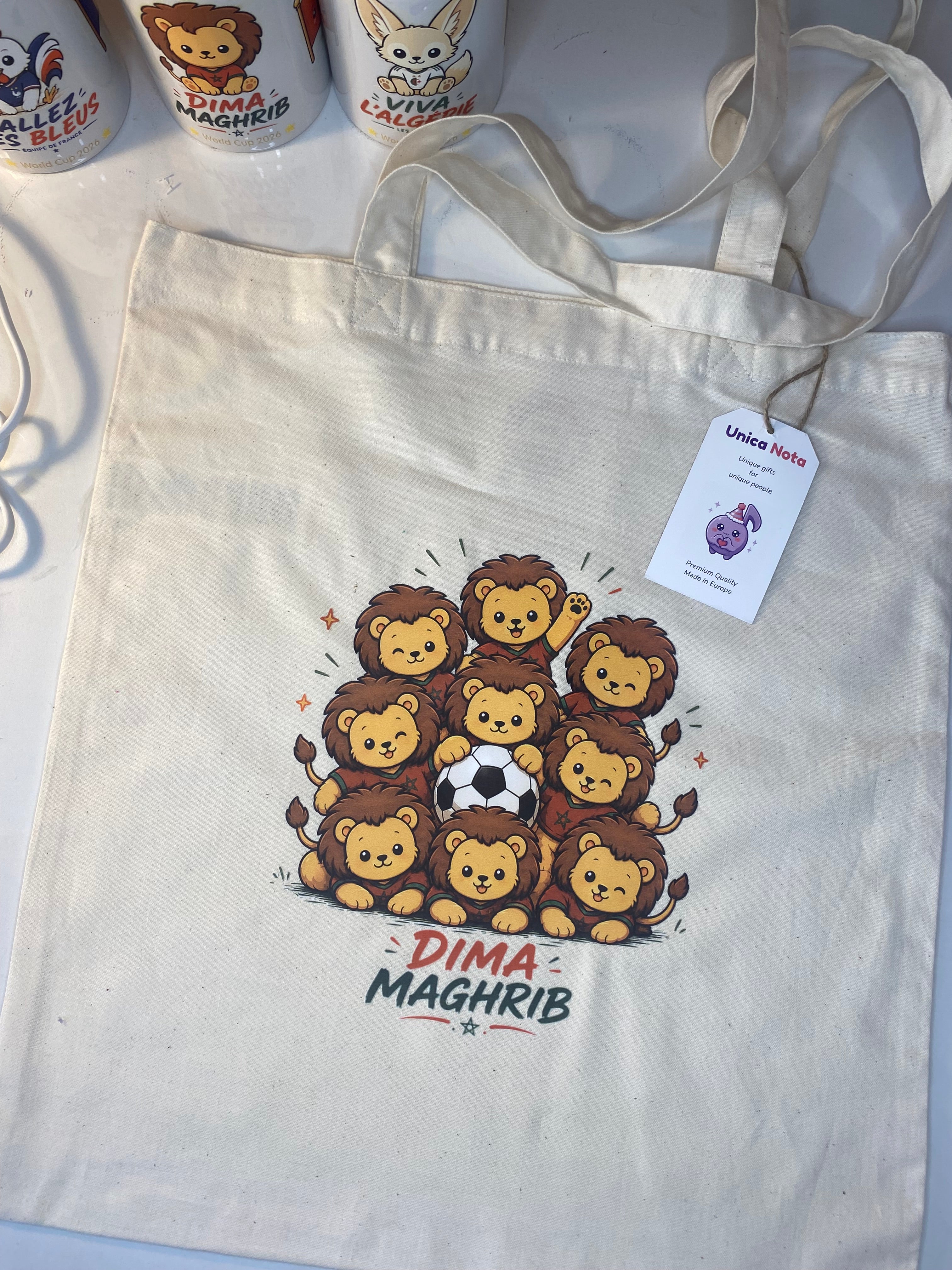 Tote bag unique de la marque Unica Nota pour les supporteurs marocains 