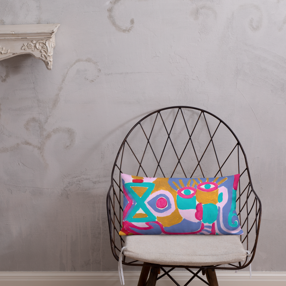 Housse de coussin premium "Trust the Process" – 20x12 pouces – Design abstrait coloré – Illustration peinte à la main par Unica Nota