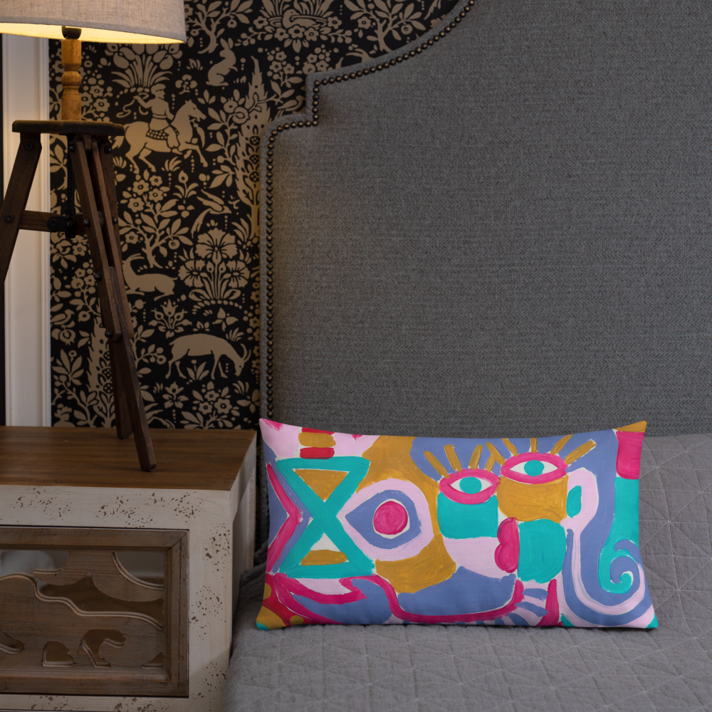 Housse de coussin premium "Trust the Process" – 20x12 pouces – Design abstrait coloré – Illustration peinte à la main par Unica Nota