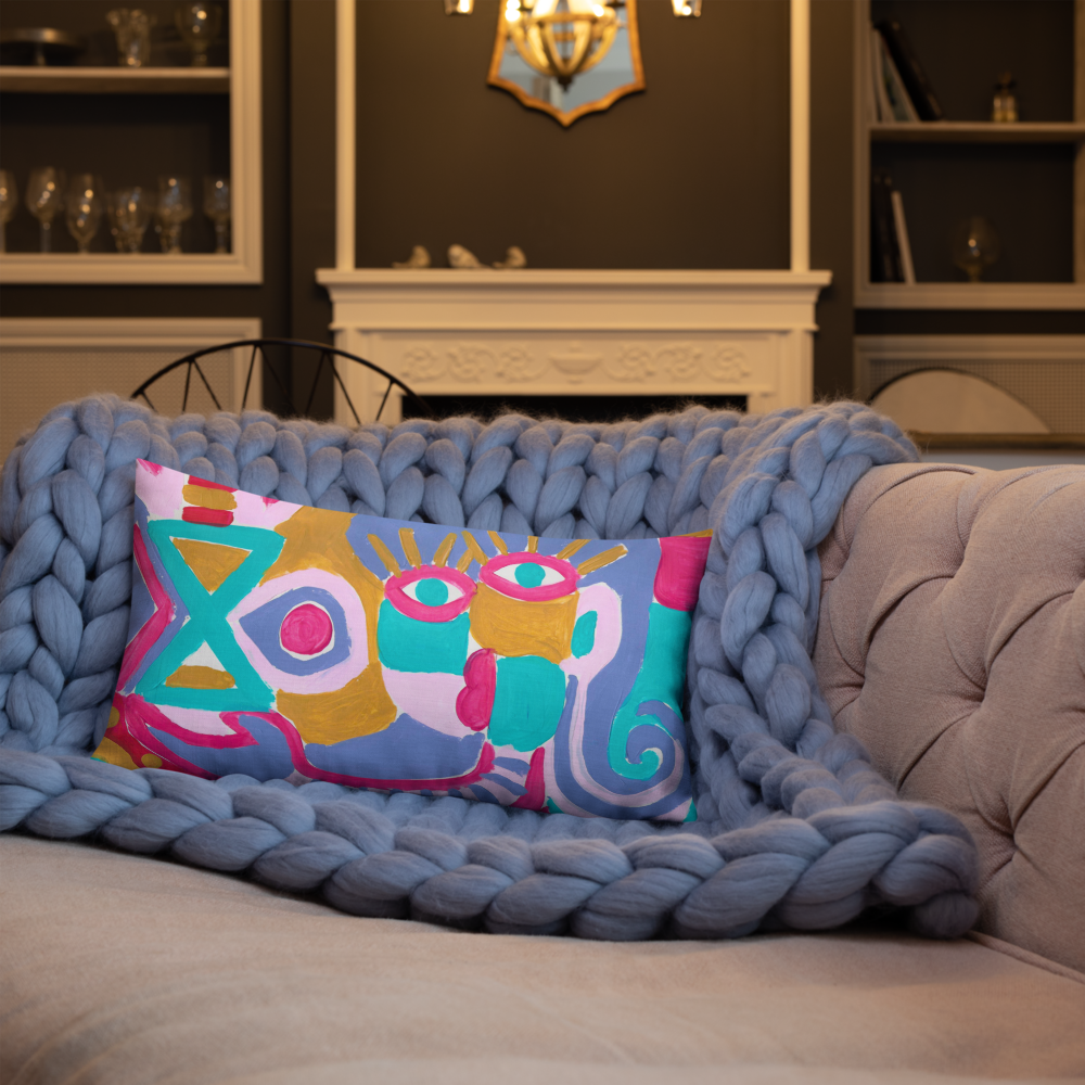 Housse de coussin premium "Trust the Process" – 20x12 pouces – Design abstrait coloré – Illustration peinte à la main par Unica Nota