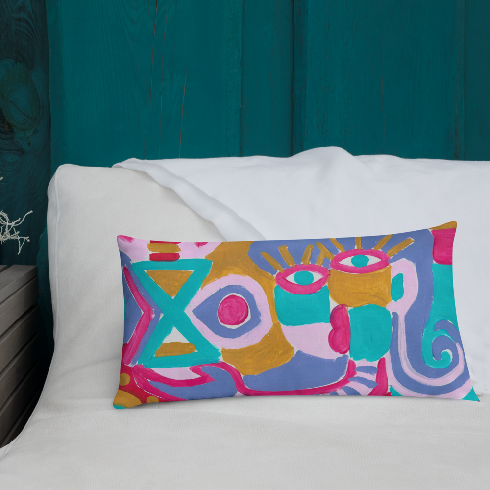 Housse de coussin premium "Trust the Process" – 20x12 pouces – Design abstrait coloré – Illustration peinte à la main par Unica Nota