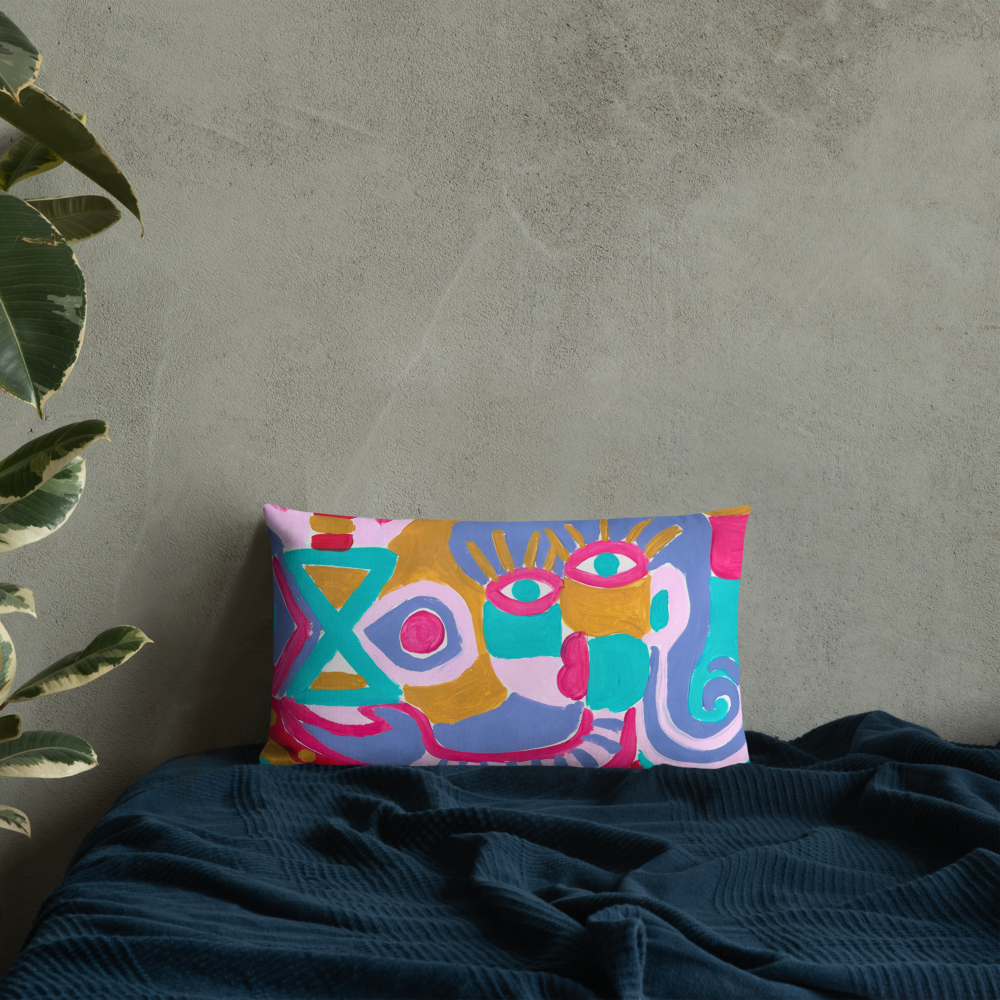 Housse de coussin premium "Trust the Process" – 20x12 pouces – Design abstrait coloré – Illustration peinte à la main par Unica Nota