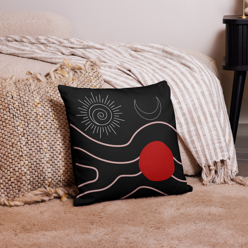 Housse de coussin Entre Soleil et Lune 18x18 – design bohème chic décoratif – Unica Nota
