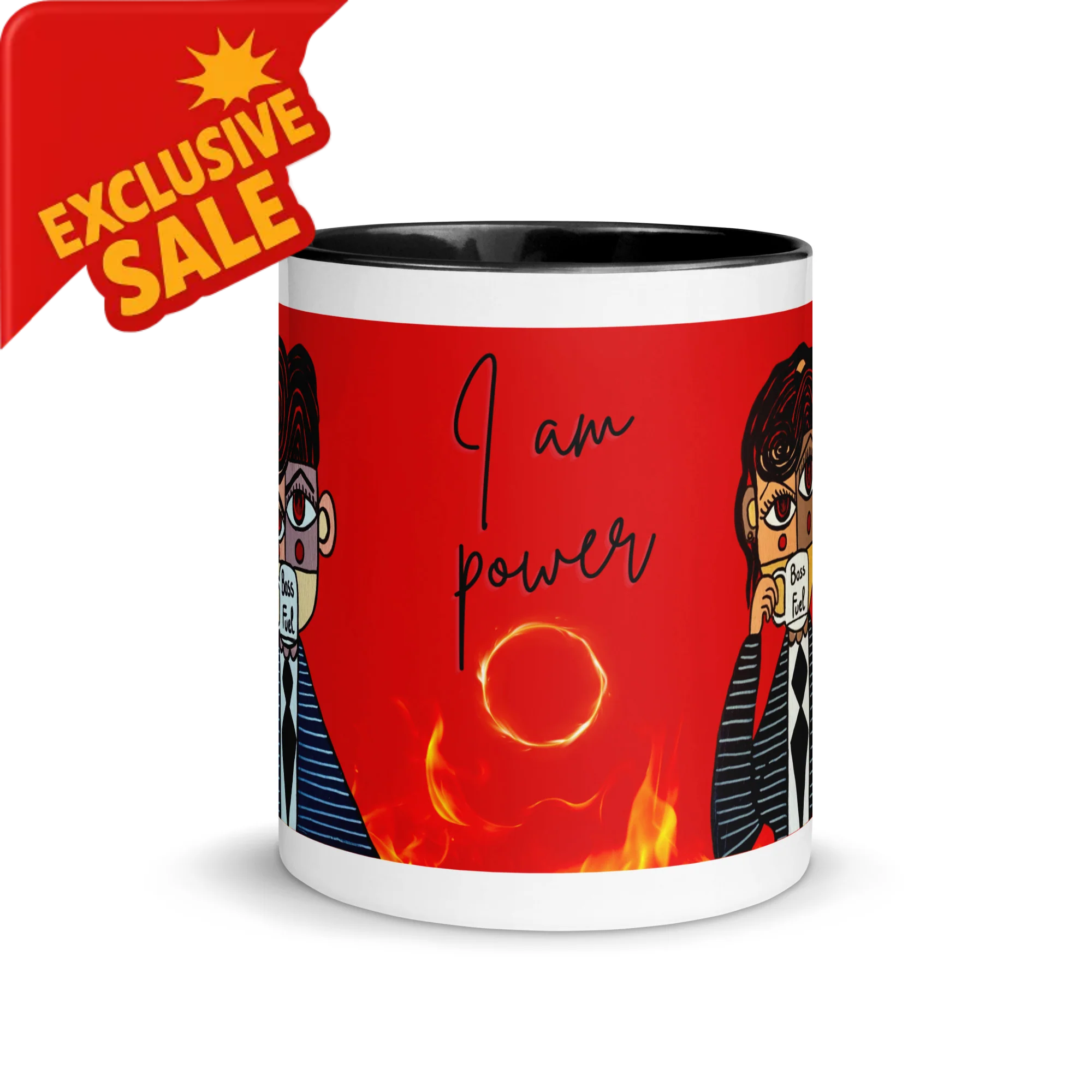 Badged - 🔥 Mug rouge "L’Ambitieux" – I am Power | Cadeau motivant pour leader ou esprit audacieux
