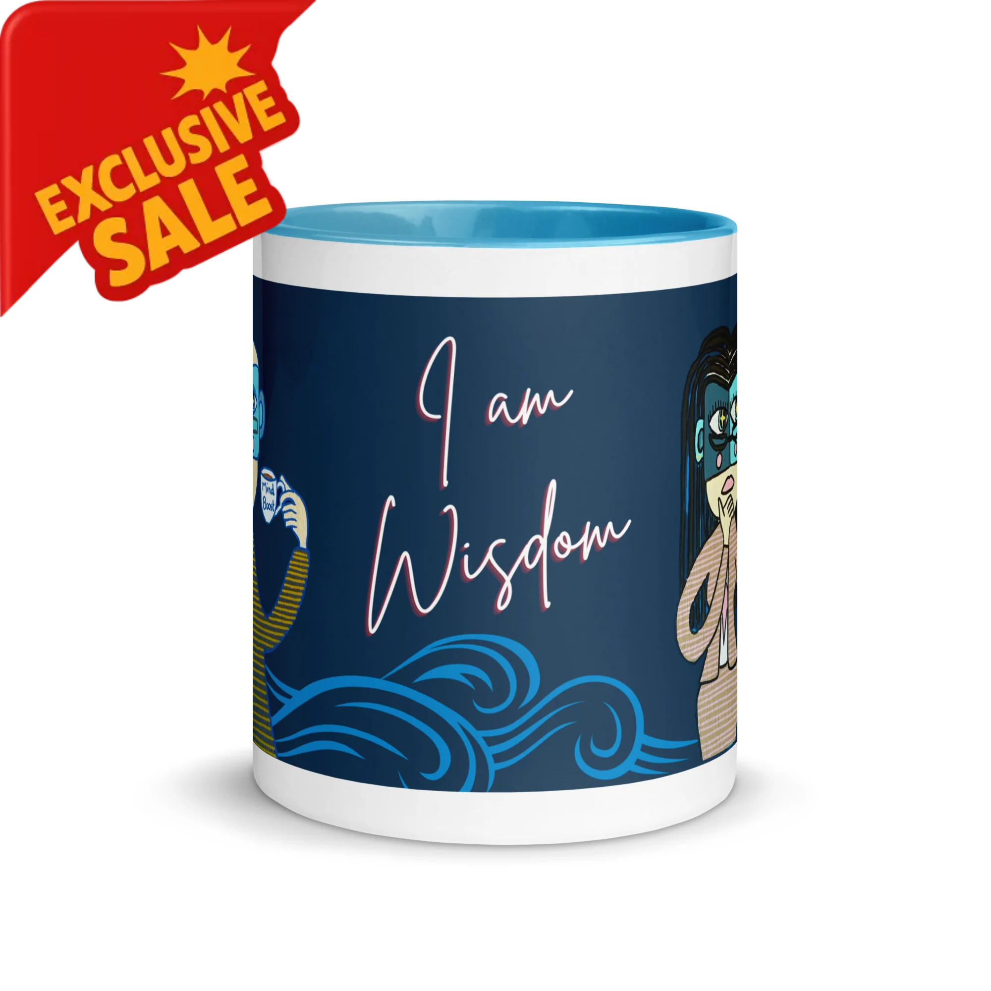 Badged - 🧠 Mug bleu "L’Analytique" – I am Wisdom | Cadeau inspirant pour collègues & télétravail