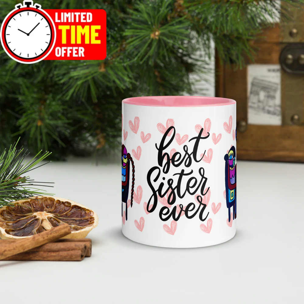 Badged - ❤️ Mug « Best Sister Ever » – Cadeau touchant pour sœur, célébrant un lien unique et des souvenirs inoubliables