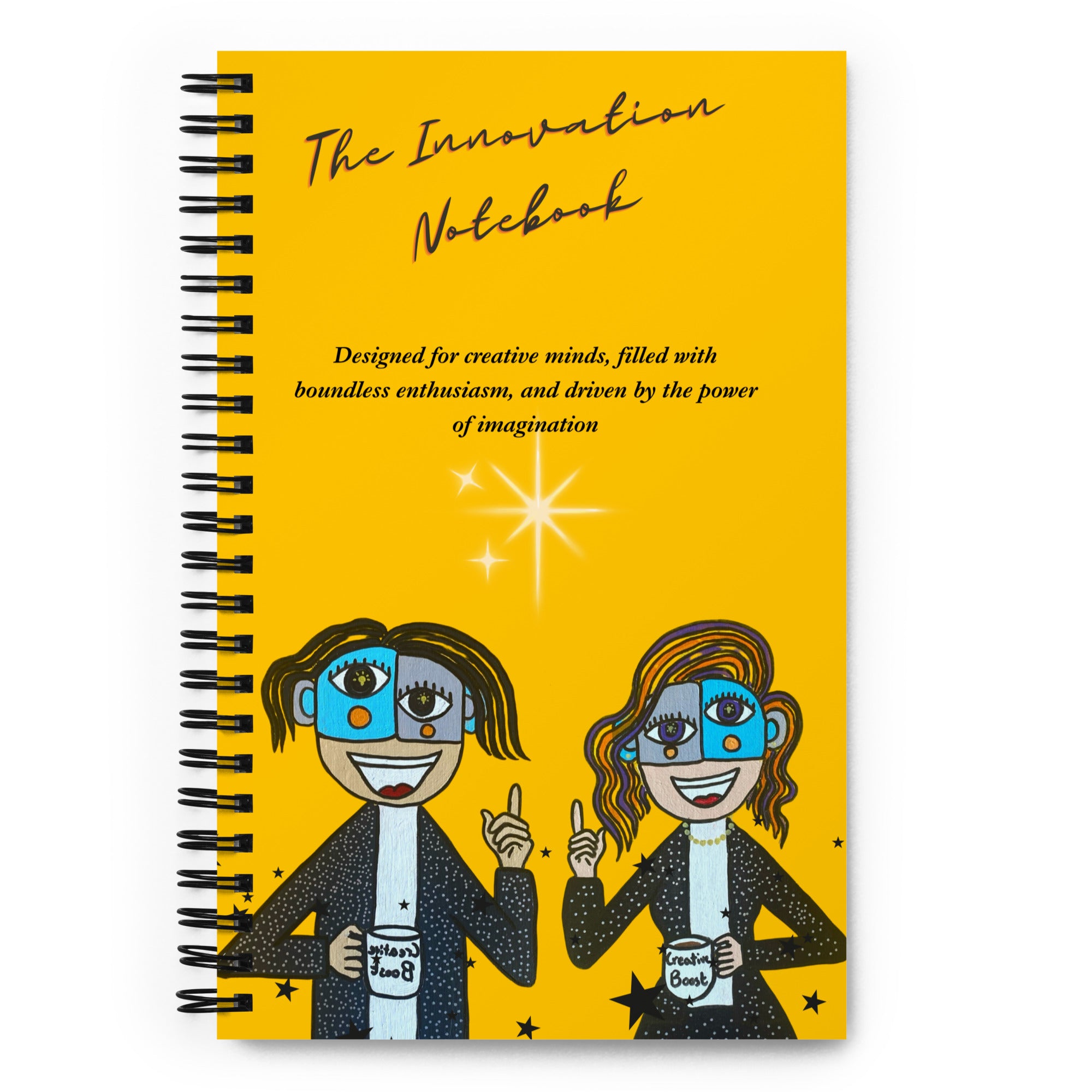 Carnet à spirale Le Créatif – design jaune éclatant – pour booster imagination et innovation – Unica Nota