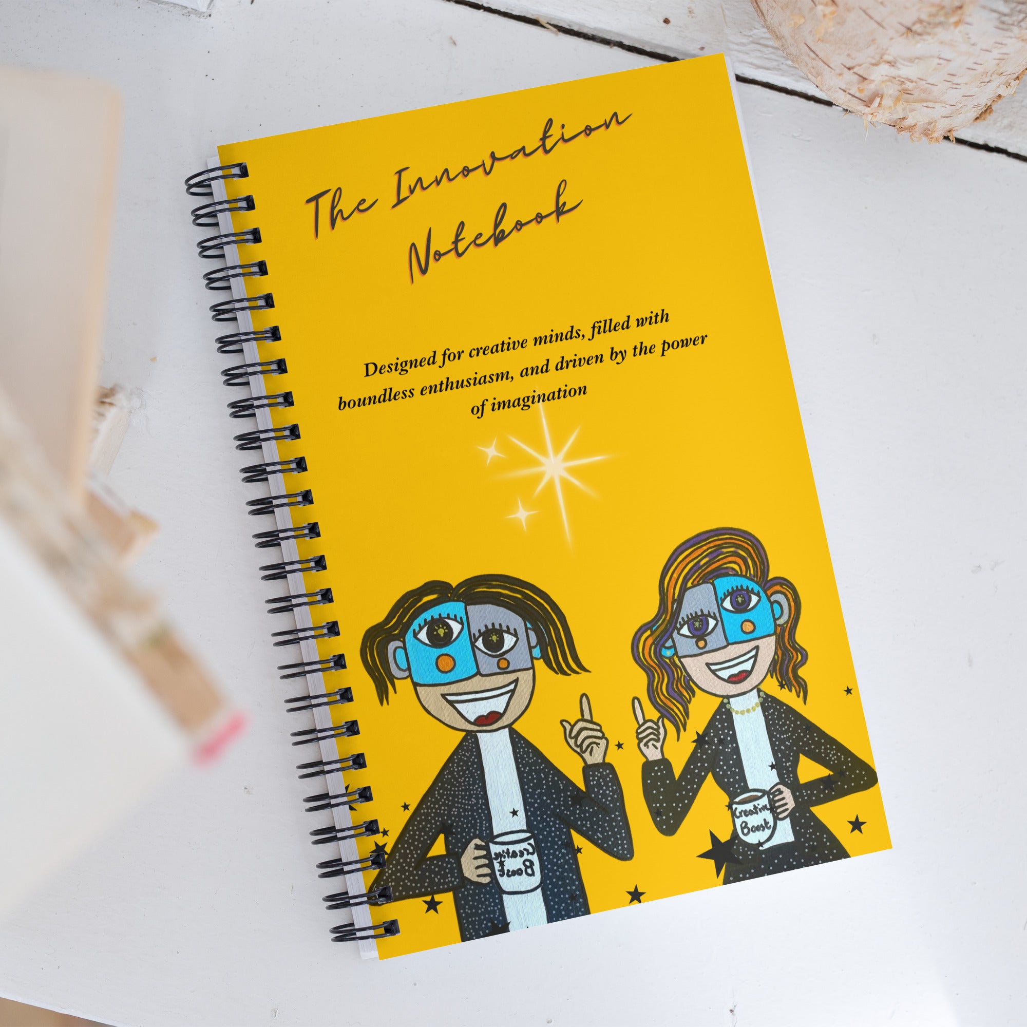 Carnet à spirale Le Créatif – design jaune éclatant – pour booster imagination et innovation – Unica Nota

