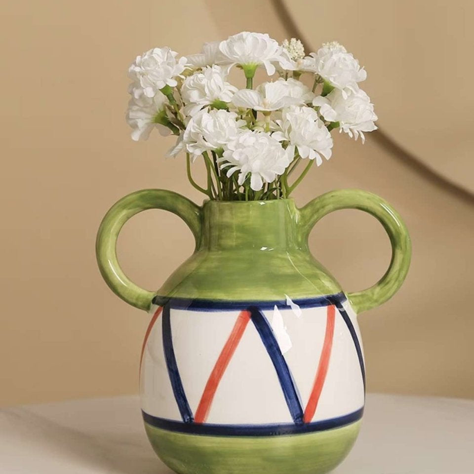 Hand-painted Whimsical Quirky Cute Dual-handle Vases-7
