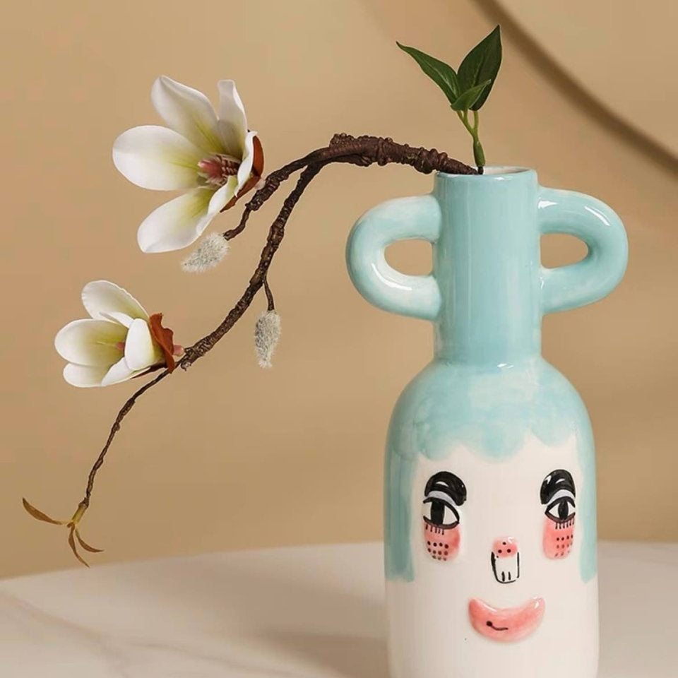 Hand-painted Whimsical Quirky Cute Dual-handle Vases-5