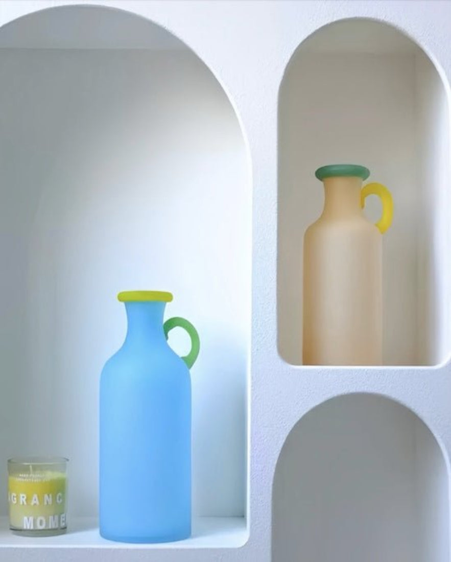 Handblown Bonbon Whimsical Pitcher Vase, Eclectic Table Setting Centrepieces