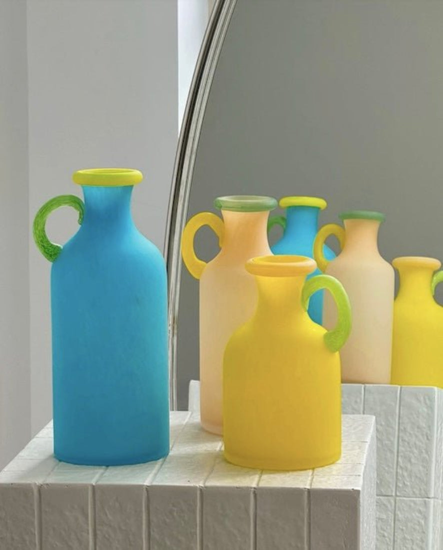 Handblown Bonbon Whimsical Pitcher Vase, Eclectic Table Setting Centrepieces