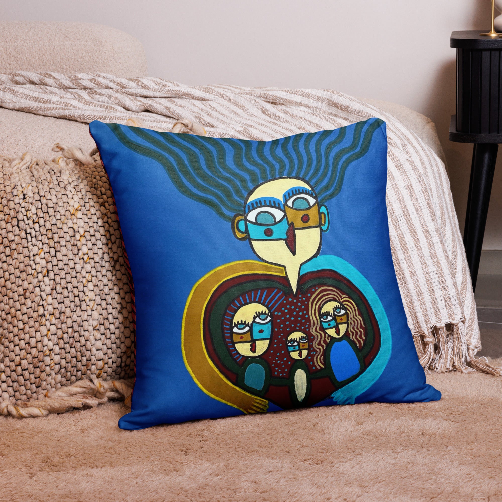 Housse de coussin Amour de Mère 22x22 – design artistique tendre et protecteur – Unica Nota

