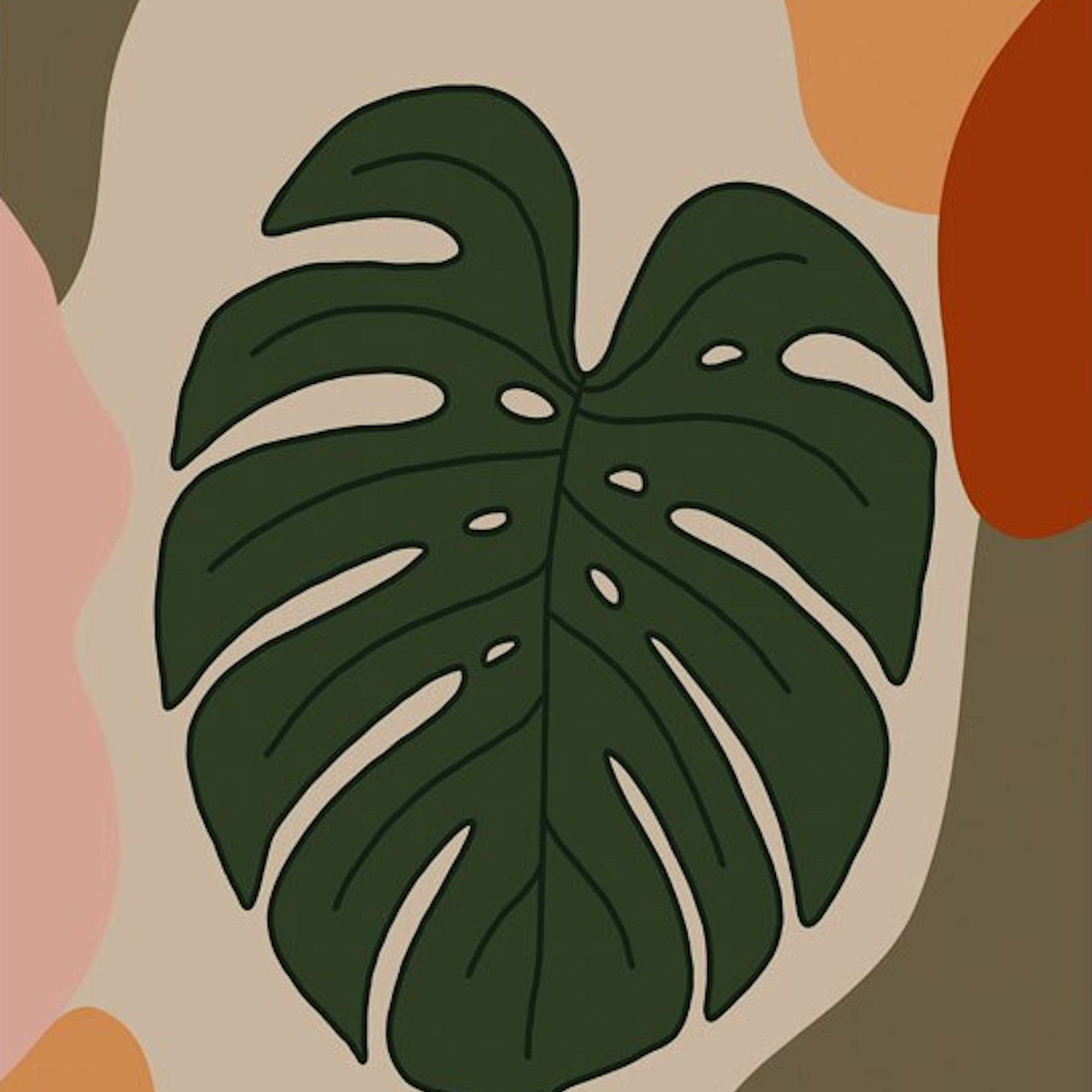 Poster Boho läßige Frau und Monstera Pflanze als Deko Print ohne Rahmen-7