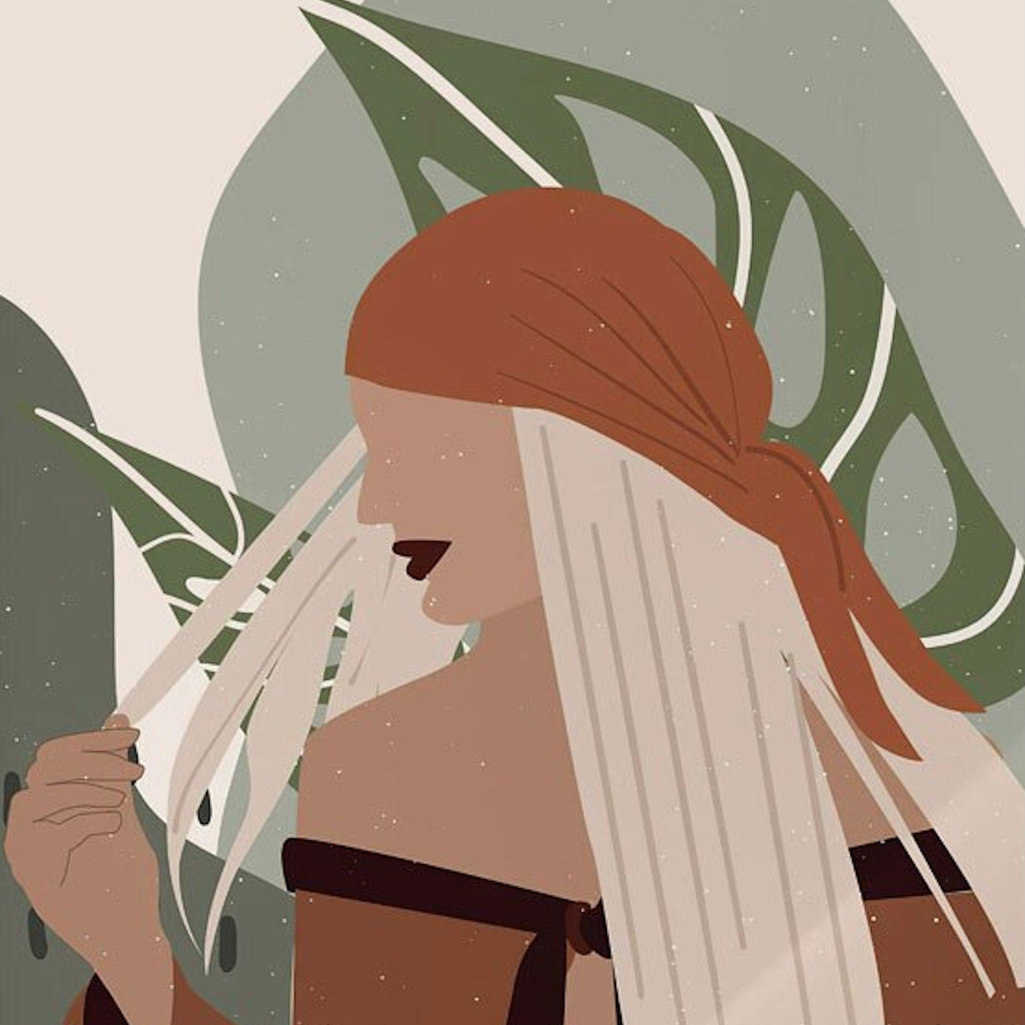 Poster Boho läßige Frau und Monstera Pflanze als Deko Print ohne Rahmen-5