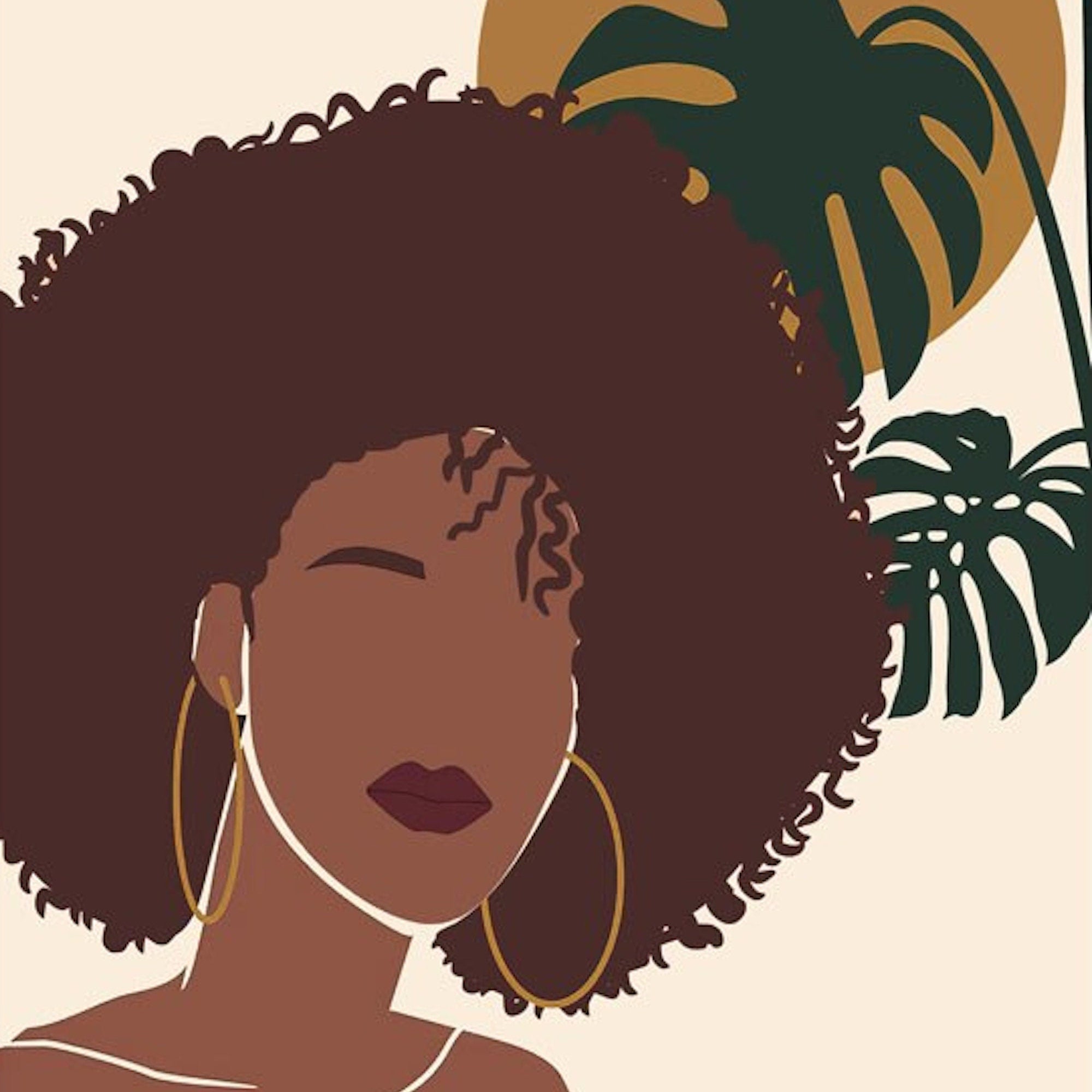 Poster Boho läßige Frau und Monstera Pflanze als Deko Print ohne Rahmen-3