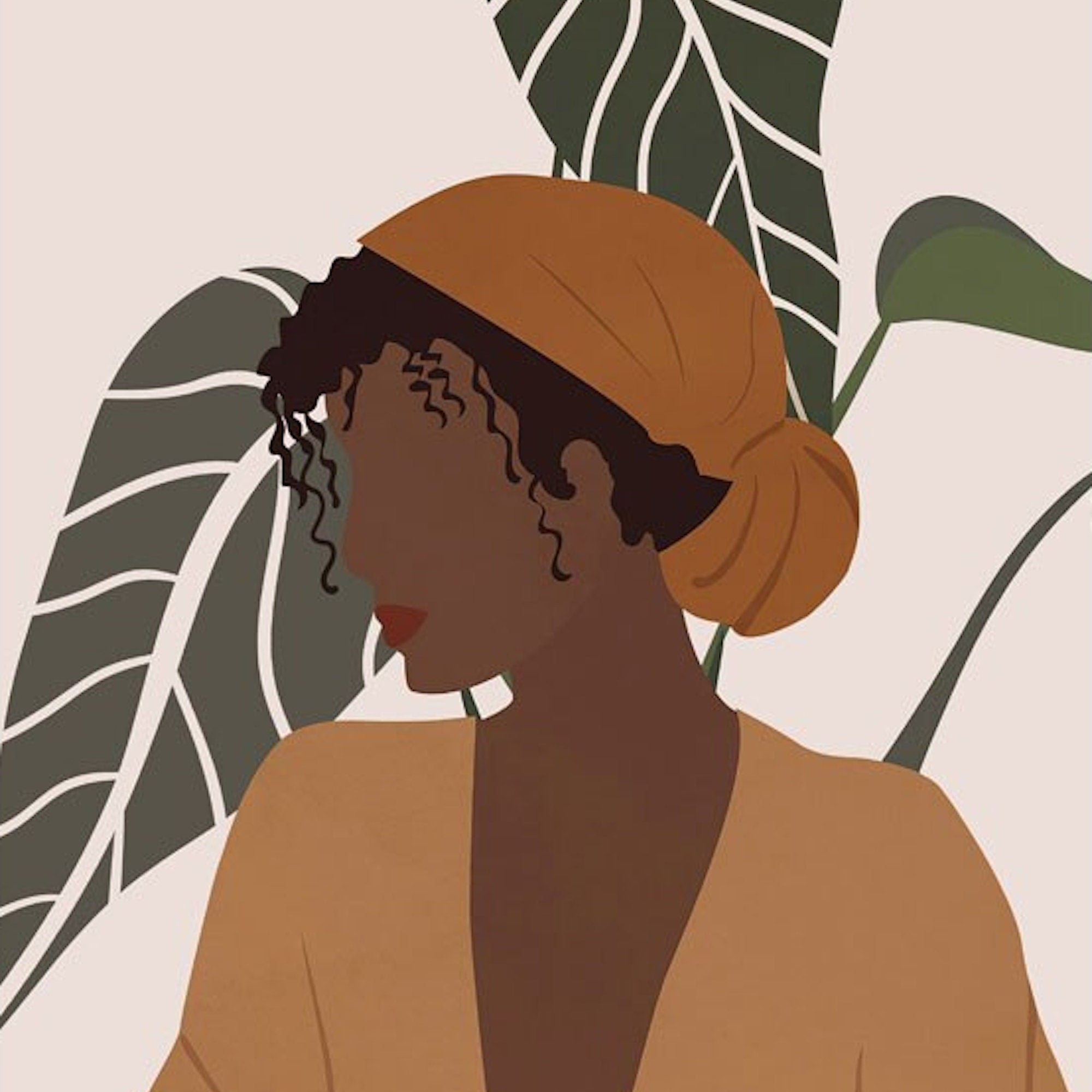 Poster Boho läßige Frau und Monstera Pflanze als Deko Print ohne Rahmen-6