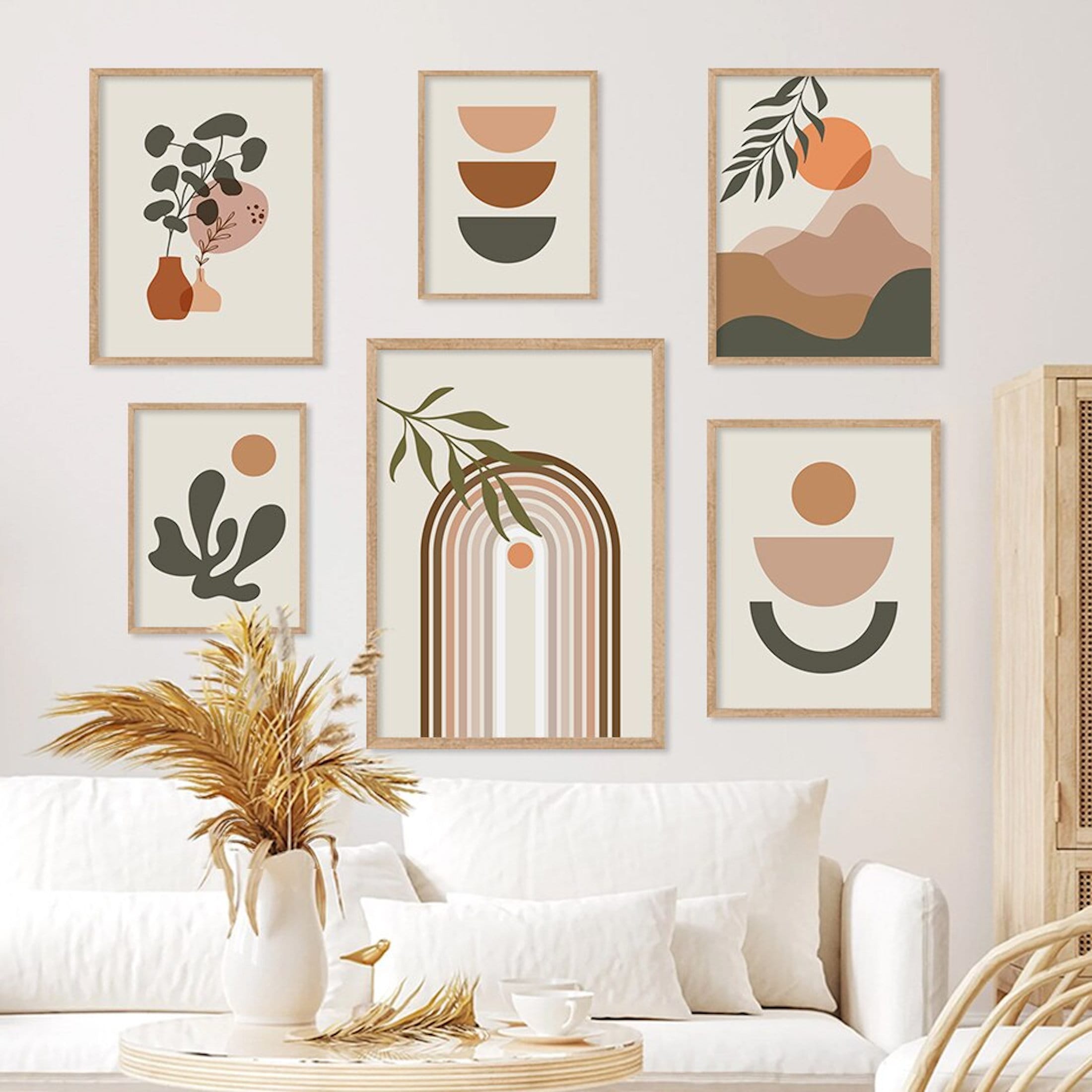 Affiche Plantes Boho Unica Nota · Poster minimaliste lignes modernes · Décoration murale naturelle pour salon, chambre ou bureau