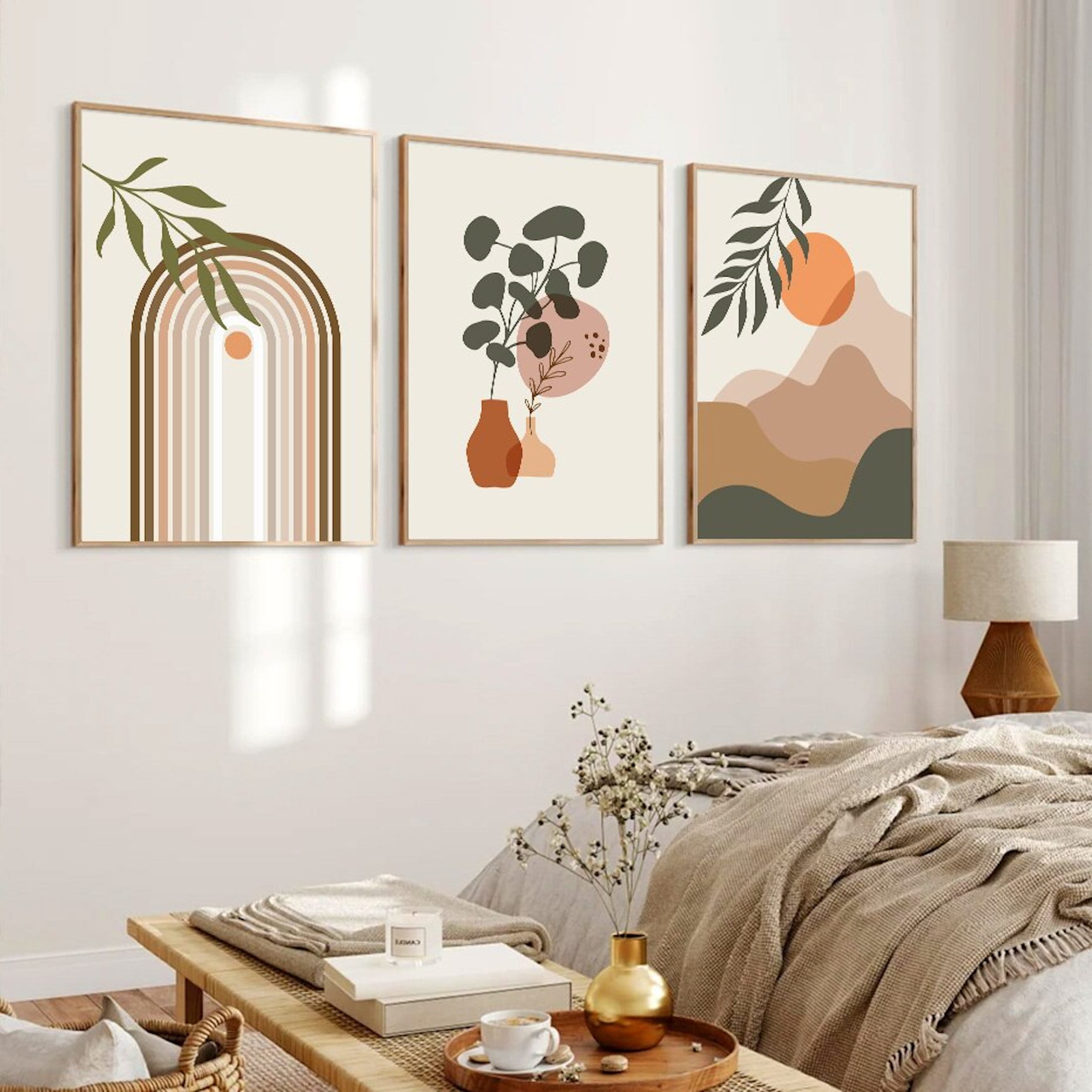 Affiche Plantes Boho Unica Nota · Poster minimaliste lignes modernes · Décoration murale naturelle pour salon, chambre ou bureau