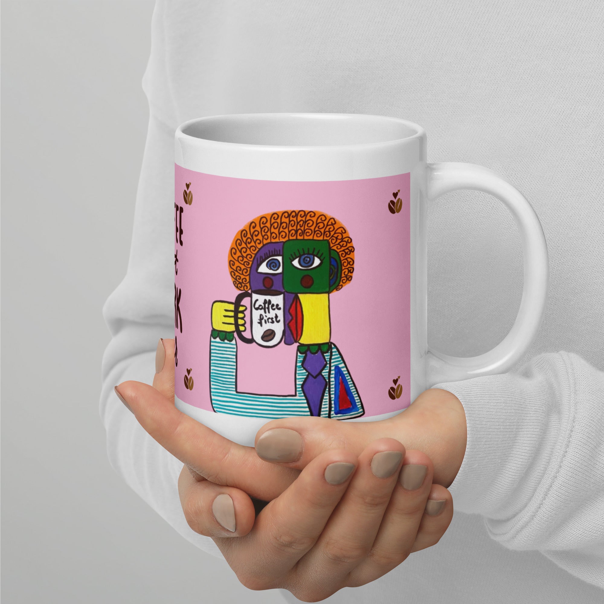 Message Coffee First sur mug – tasse pour vraie morning routine caféinée – Unica Nota

