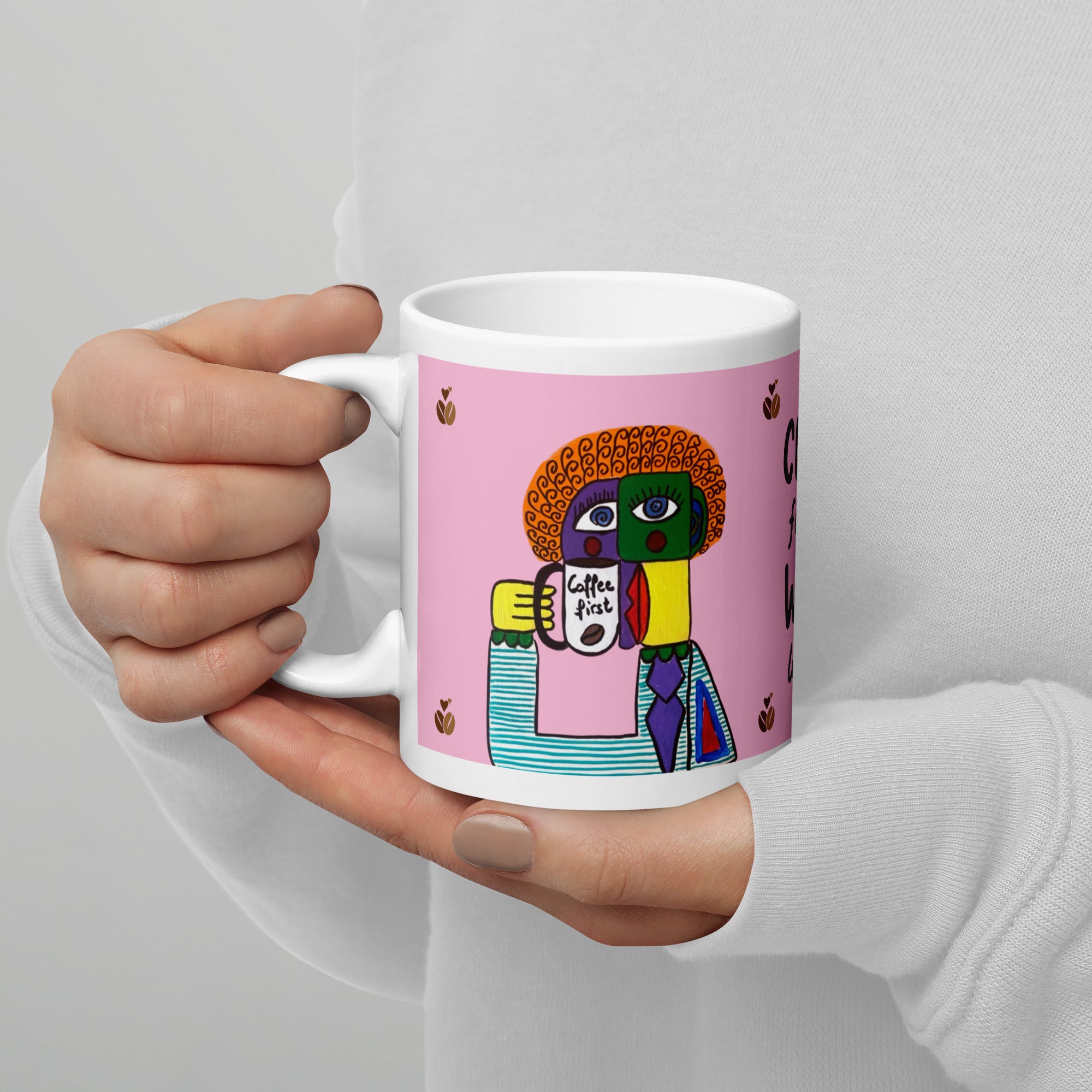 Message Coffee First sur mug – tasse pour vraie morning routine caféinée – Unica Nota

