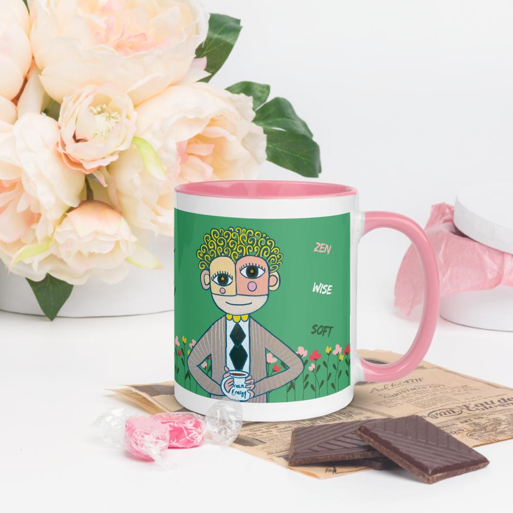 Unica Nota I am peace artistic mug male character green