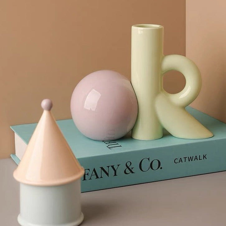 OK Ceramic Bud Vase - Handmade Dopamine Decorative Flower Vase-2