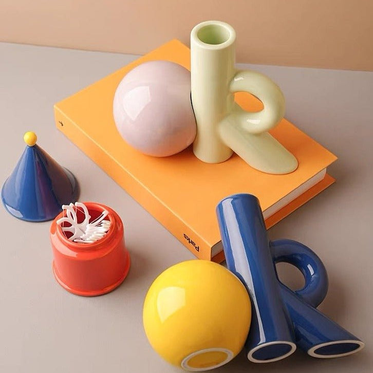 OK Ceramic Bud Vase - Handmade Dopamine Decorative Flower Vase-1