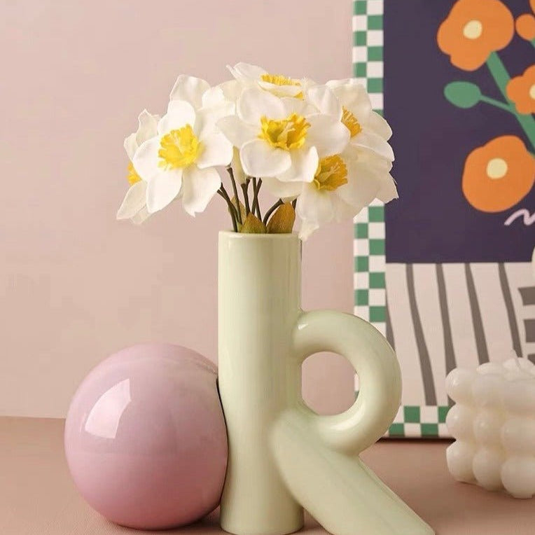 OK Ceramic Bud Vase - Handmade Dopamine Decorative Flower Vase-3