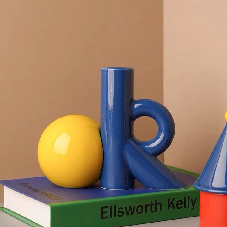 OK Ceramic Bud Vase - Handmade Dopamine Decorative Flower Vase-5