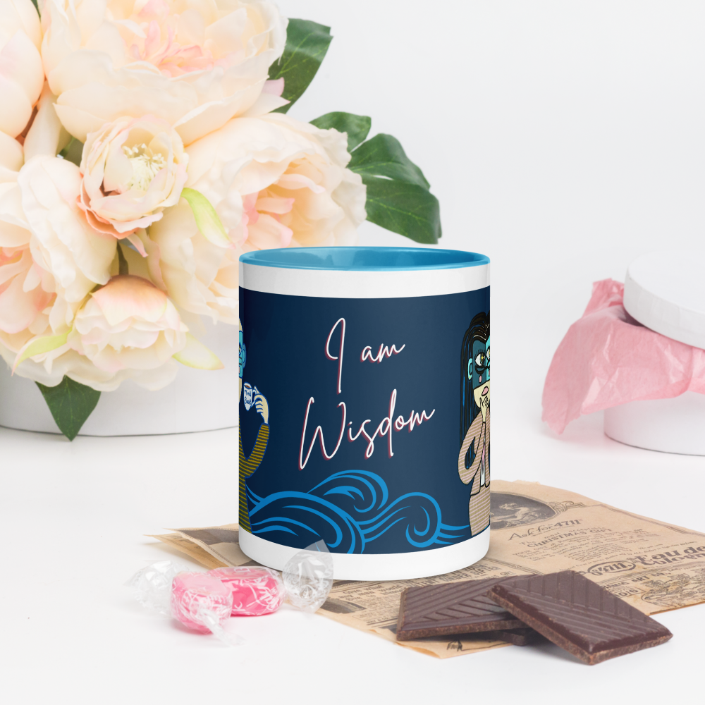 🧠 Mug bleu « L’Analytique » – I am Wisdom | Cadeau inspirant pour collègues, télétravail et esprits logiques