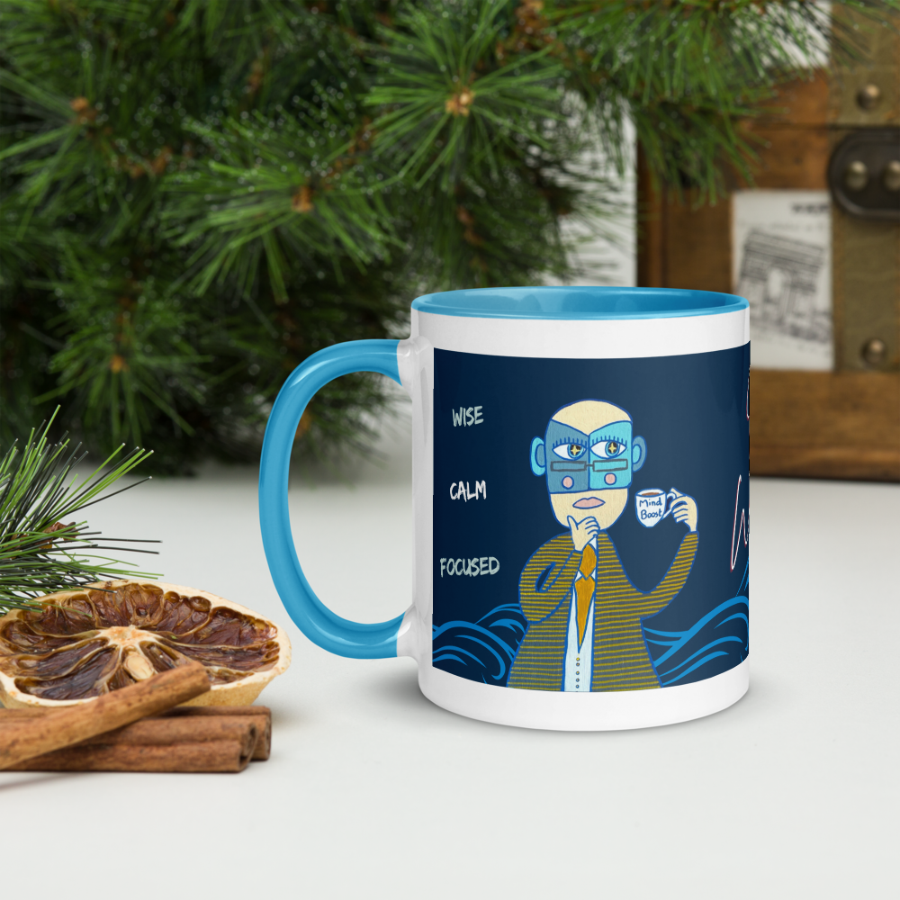 🧠 Mug bleu « L’Analytique » – I am Wisdom | Cadeau inspirant pour collègues, télétravail et esprits logiques